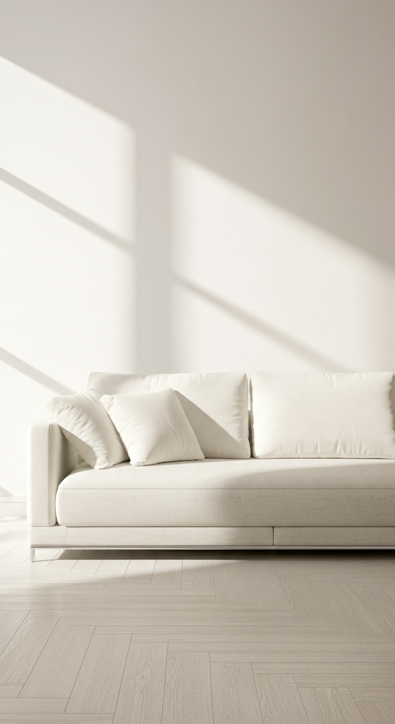 A classic tufted leather chesterfield sofa sitting in a dramatically lit room