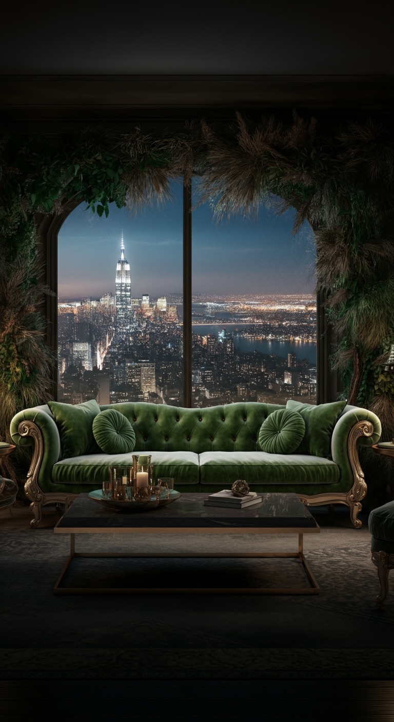 A perfectly sized cozy luxury sofa positioned beautifully in a living room