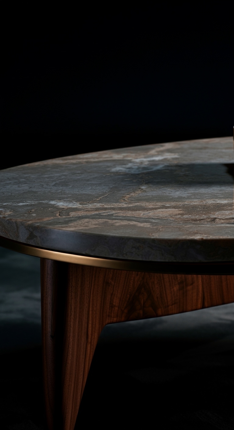 A luxury dark wood cabinet showcasing large circular brass handles