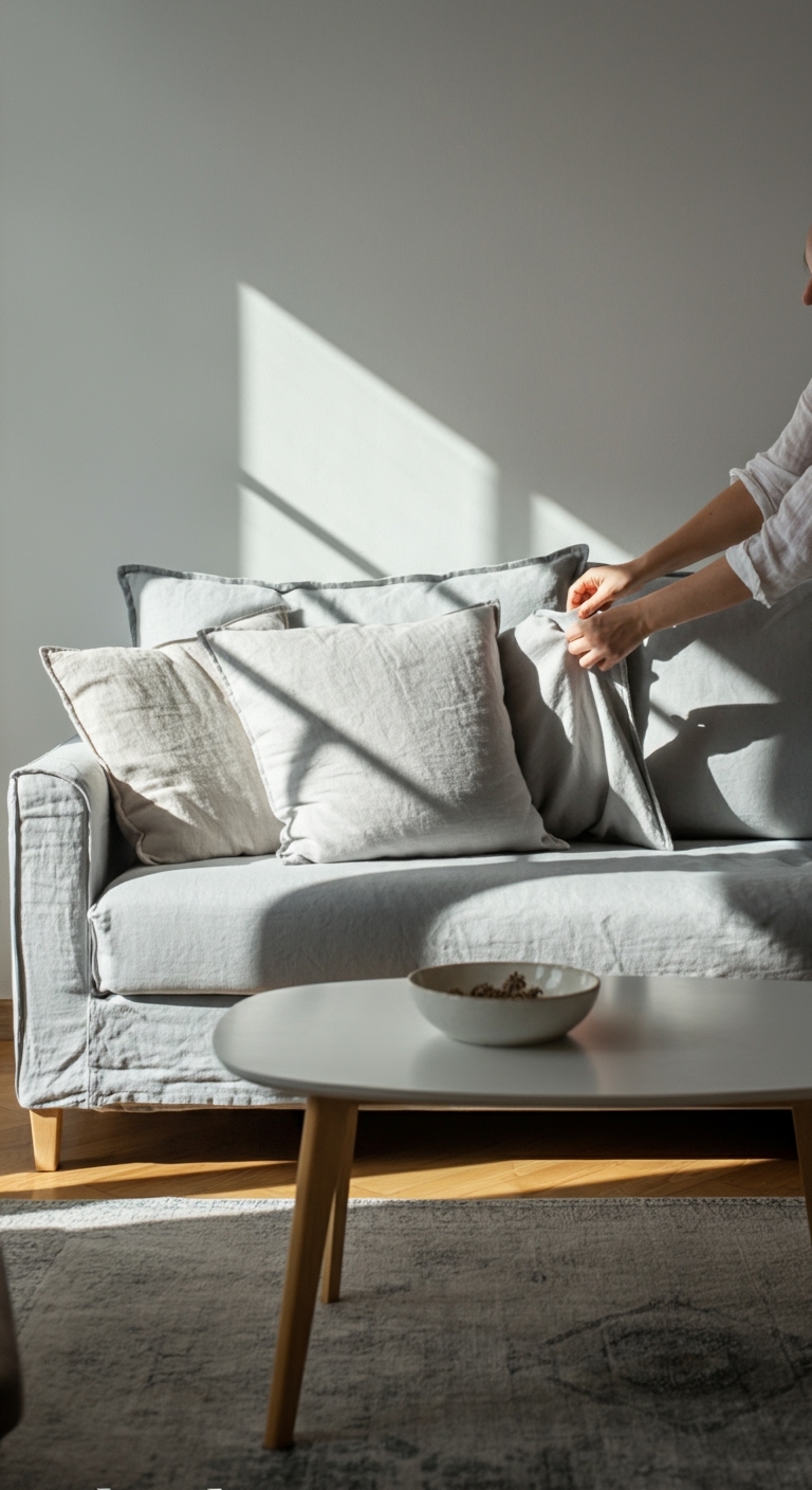 A person carefully applying luxury natural conditioner to a fine leather couch